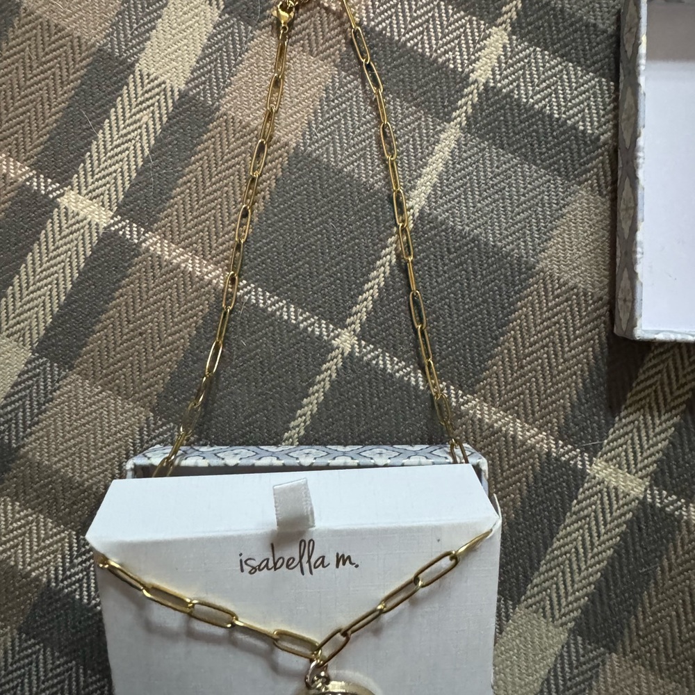 Louis Vuitton Goldtone Pendant with CZs & Stainless Steel Necklace in box - Picture 4 of 7